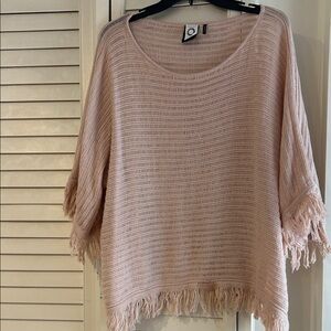 Anthropologie Blush Pink Fringe Knit Sweater - Women